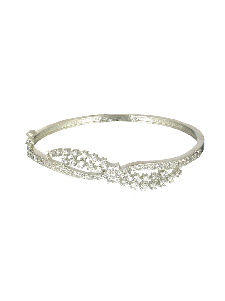 Priyaasi Elegant Rows American Diamond Silver-Plated Bracelet