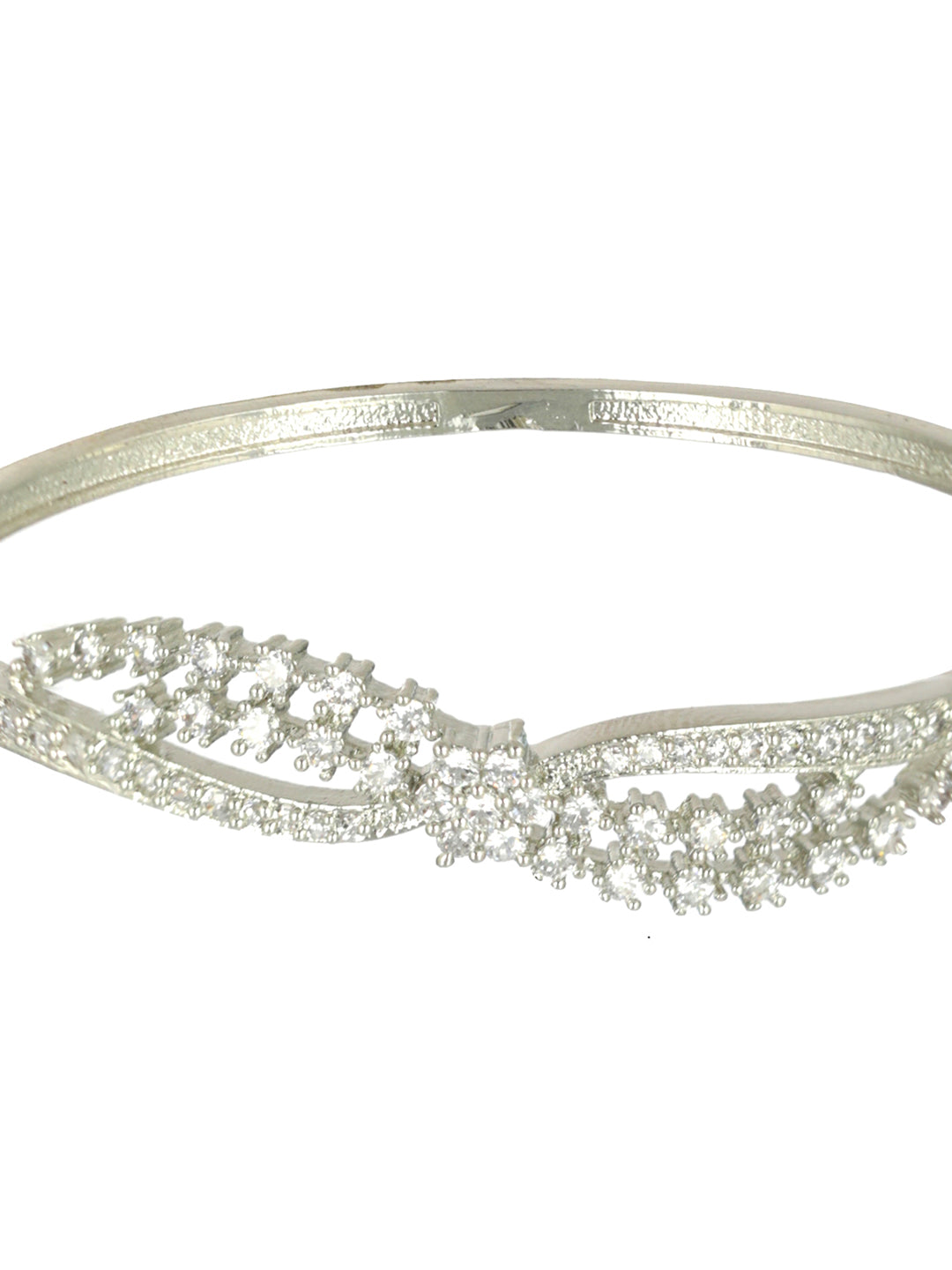 Priyaasi Elegant Rows American Diamond Silver-Plated Bracelet