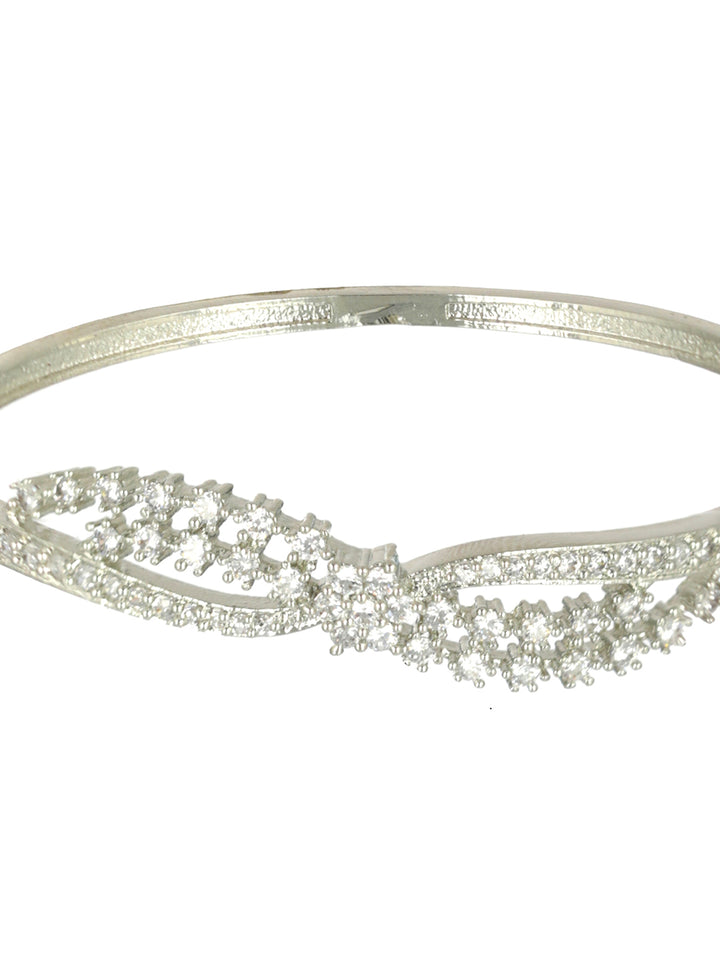 Priyaasi Elegant Rows American Diamond Silver-Plated Bracelet