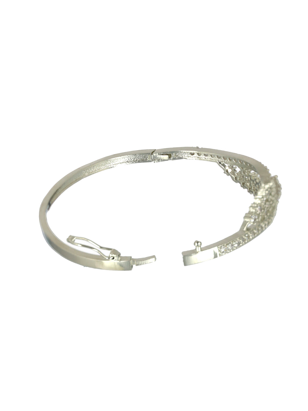 Priyaasi Elegant Rows American Diamond Silver-Plated Bracelet