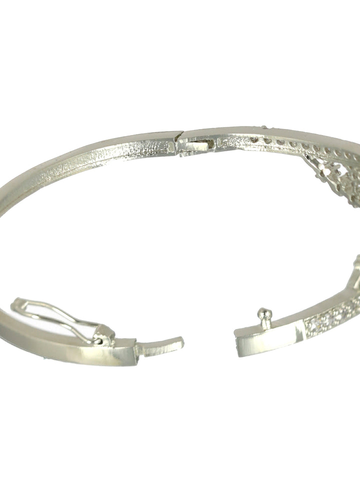 Priyaasi Elegant Rows American Diamond Silver-Plated Bracelet