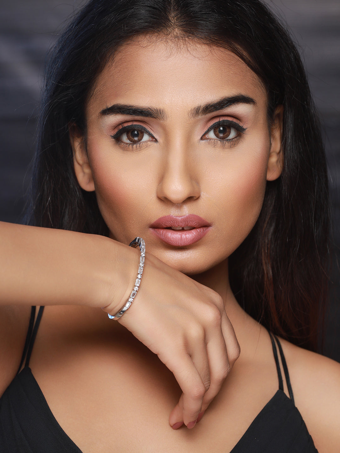 Priyaasi Elegant American Diamond Silver-Plated Bracelet