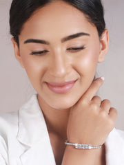 Priyaasi Geometric American Diamond Silver-Plated Bracelet