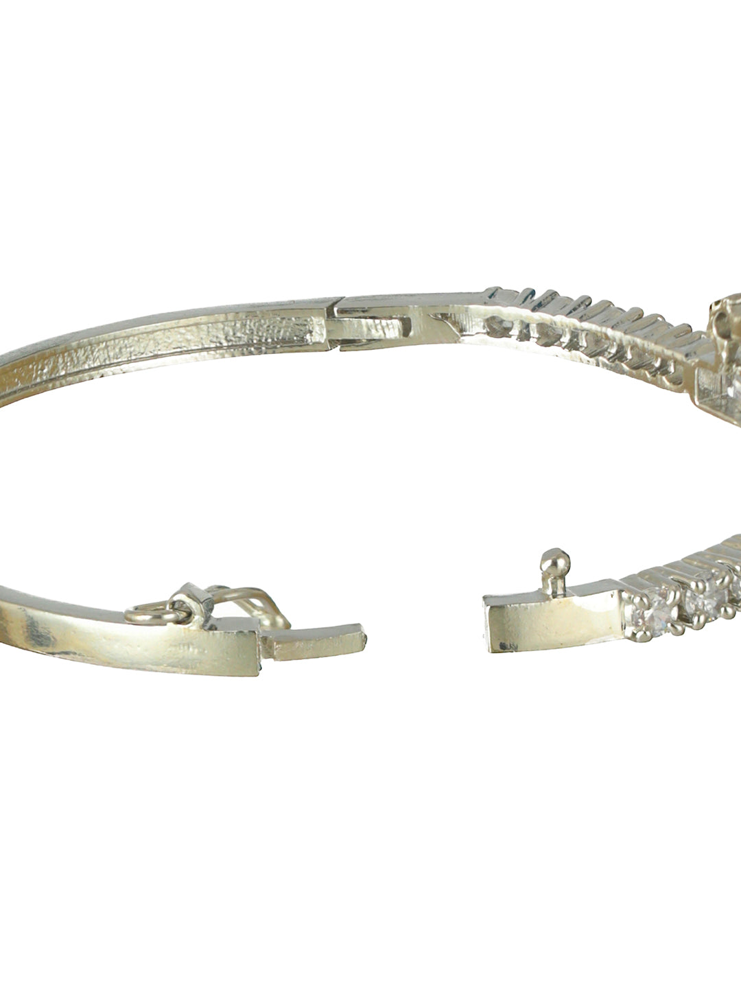 Priyaasi Geometric American Diamond Silver-Plated Bracelet