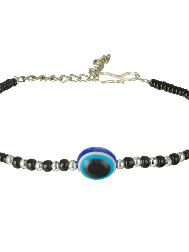 Priyaasi Blue Evil Eye Black Bead Bracelet Set of 2