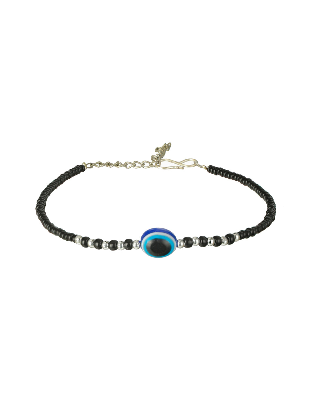 Priyaasi Blue Evil Eye Black Bead Bracelet Set of 2