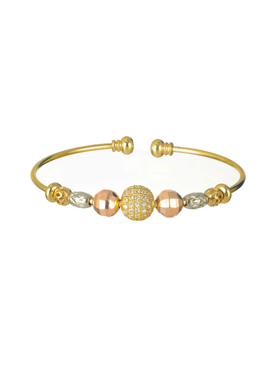 Priyaasi Studded Sphere Rings Rose Gold-Plated Bracelet