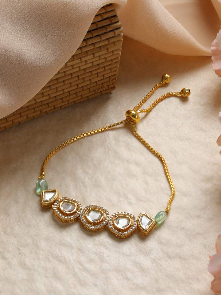 Priyaasi Pretty Kundan American Diamond Gold-Plated Bracelet