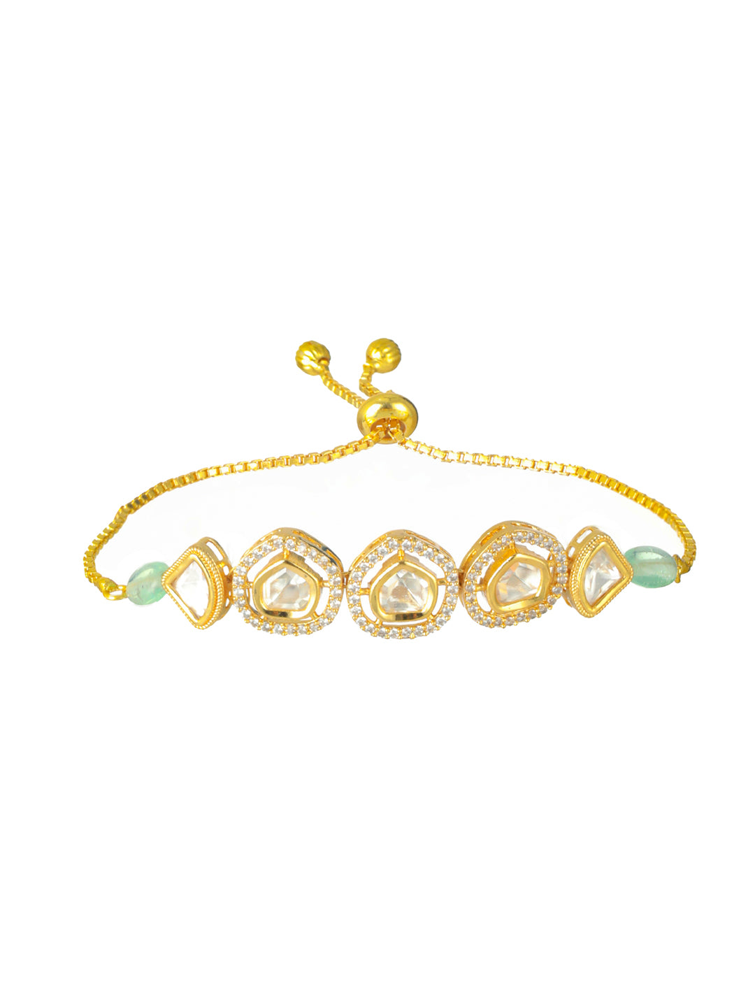 Priyaasi Pretty Kundan American Diamond Gold-Plated Bracelet