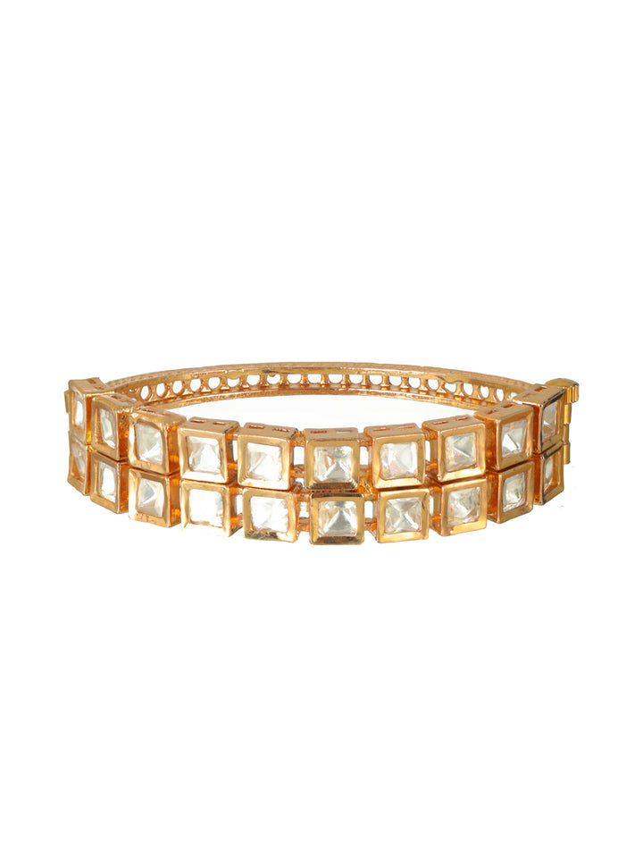 Priyaasi Geometric Block AD Rose Gold-Plated Bracelet