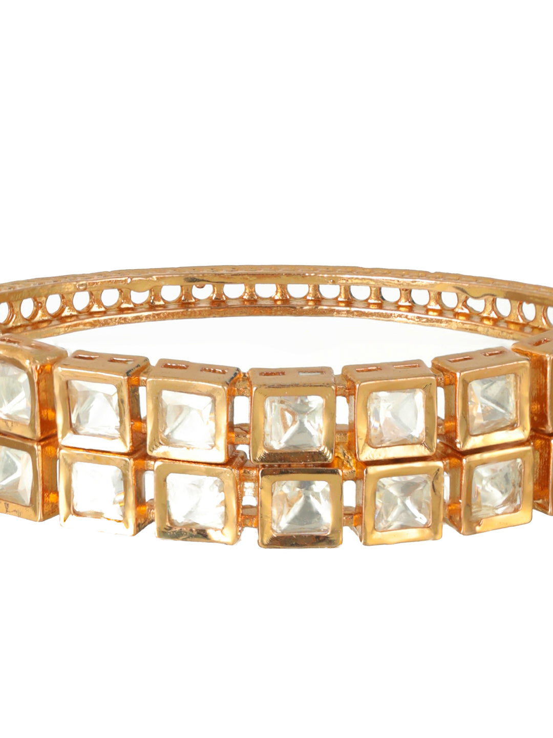 Priyaasi Geometric Block AD Rose Gold-Plated Bracelet
