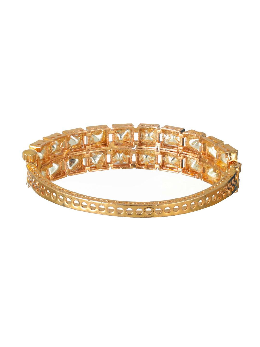 Priyaasi Geometric Block AD Rose Gold-Plated Bracelet