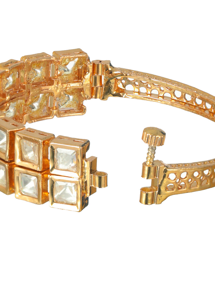 Priyaasi Geometric Block AD Rose Gold-Plated Bracelet