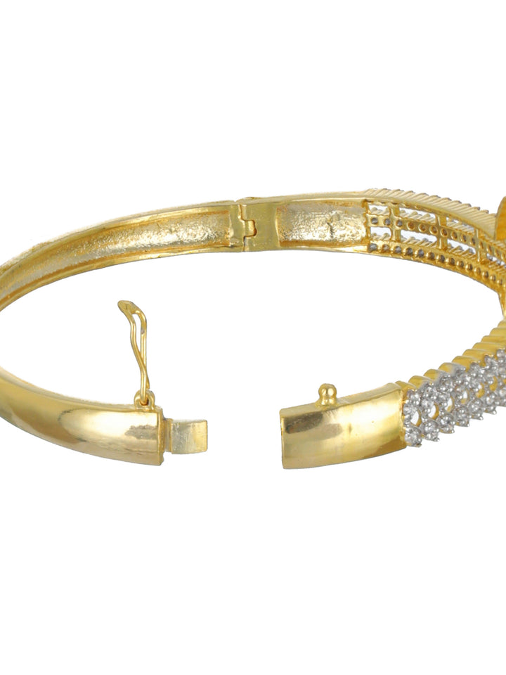 Priyaasi Pearl Leaf AD Gold-Plated Bracelet