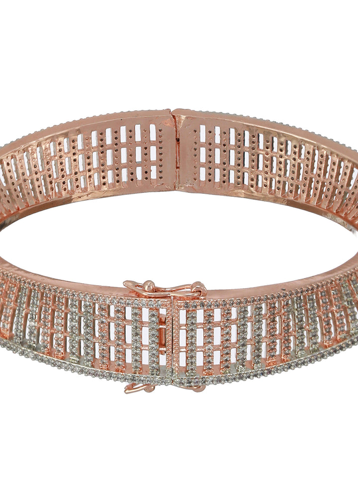 Priyaasi Twisted Band American Diamond Rose Gold-Plated Bracelet