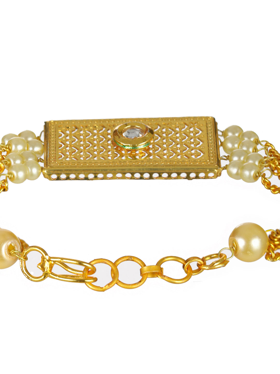 Priyaasi Studded Pearl Multilayer Gold-Plated Bracelet