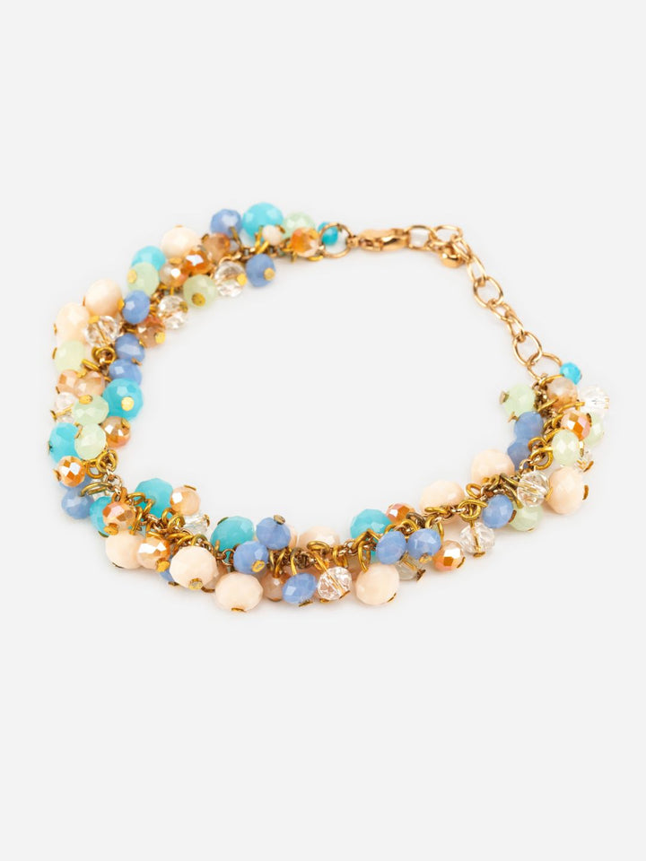 Multicolor Bead Bunch Gold-Plated Link Bracelet