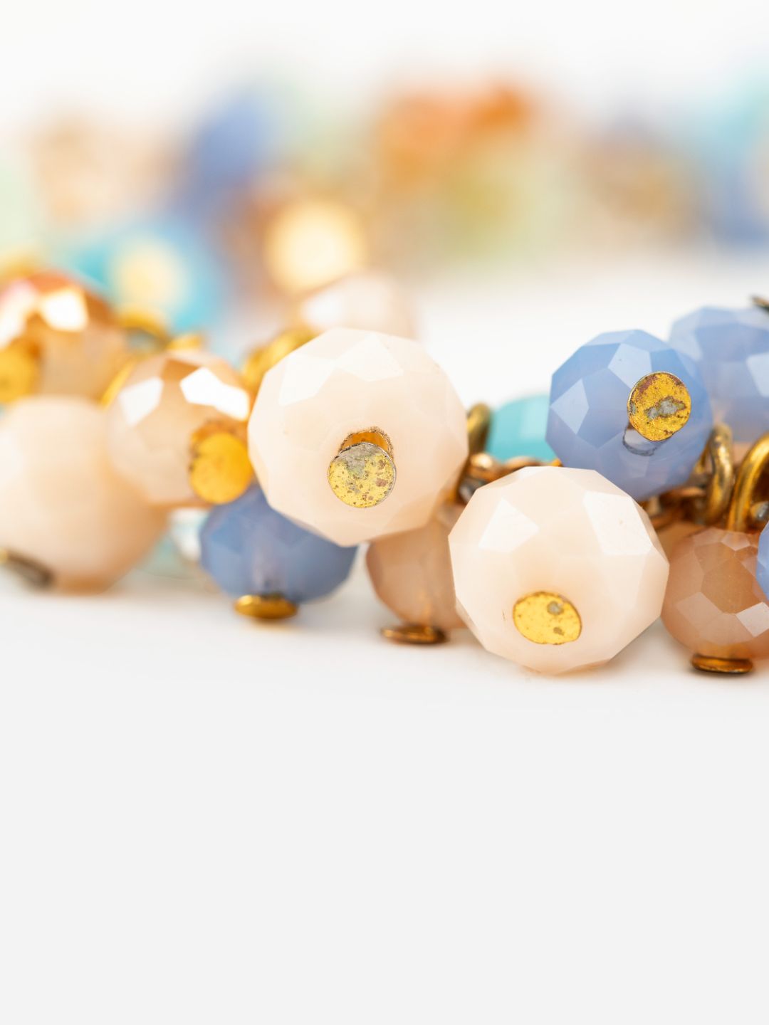 Multicolor Bead Bunch Gold-Plated Link Bracelet