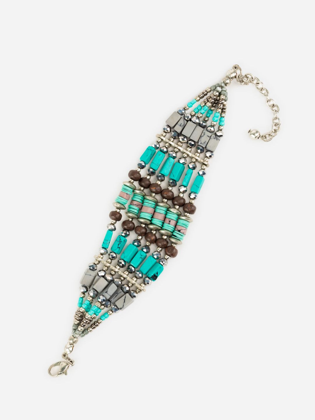 Grey & Blue Beaded Sequin Stack Multilayer Bracelet