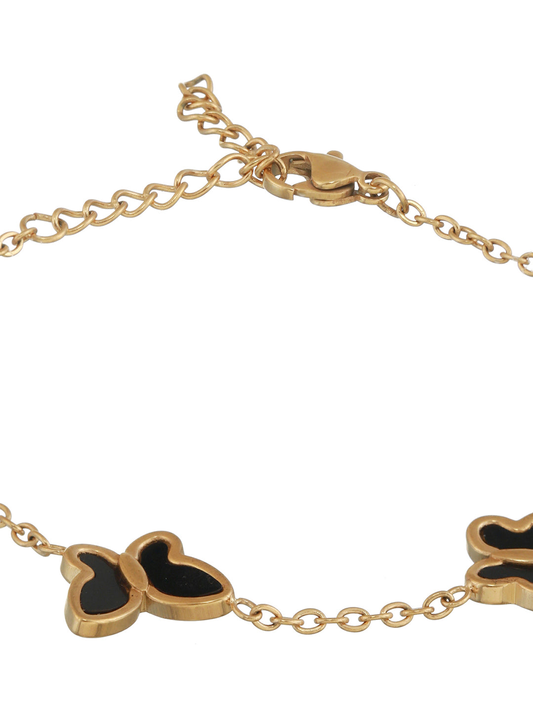 Black Enamelled Butterfly Gold-Plated Link Bracelet