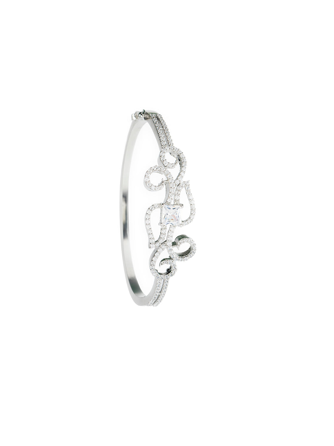 Stunning Vine Design AD Silver-Plated Bracelet