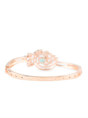 Mint Green Leaf Design AD Rose Gold-Plated Bracelet