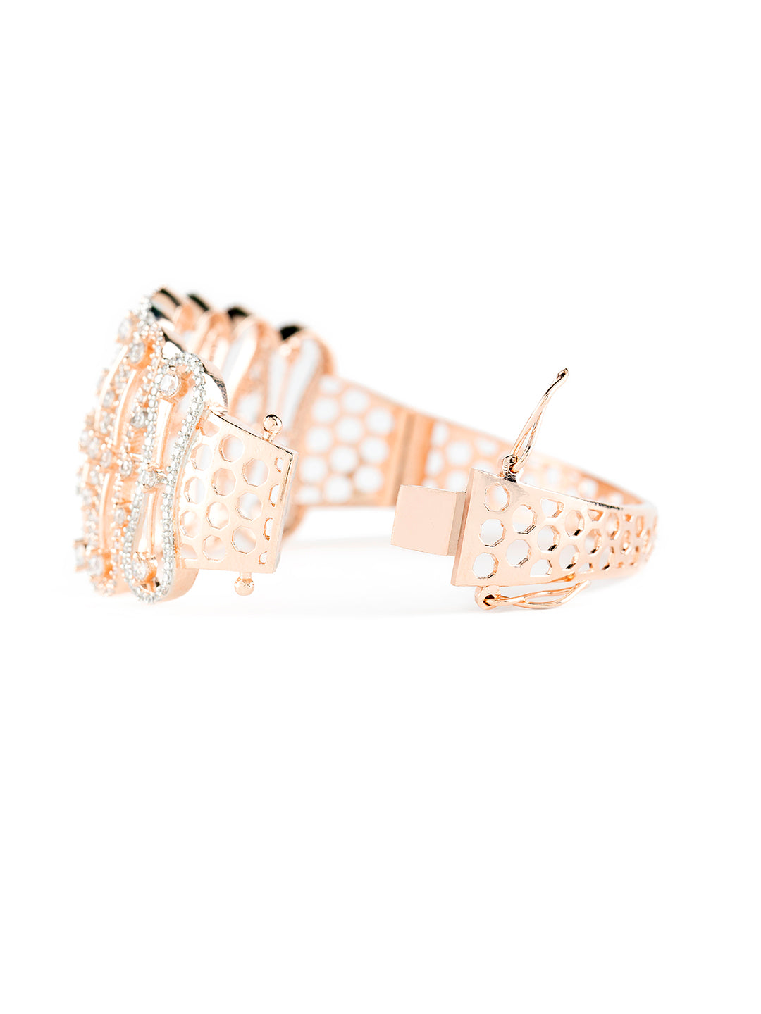 Elegant Bold American Diamond Rose Gold-Plated Bracelet