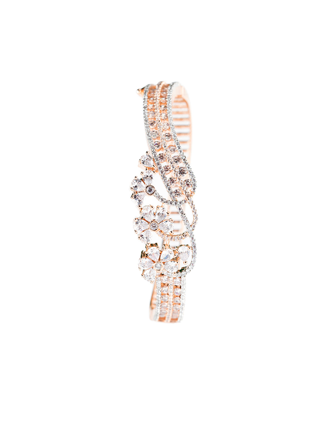Stunning Floral American Diamond Rose Gold-Plated Bracelet