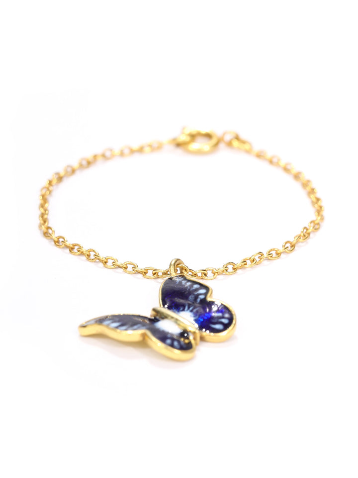 Blue Butterfly Gold Plated Watch Charm