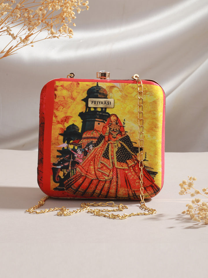 Maharani Multicolor Printed Square Clutch