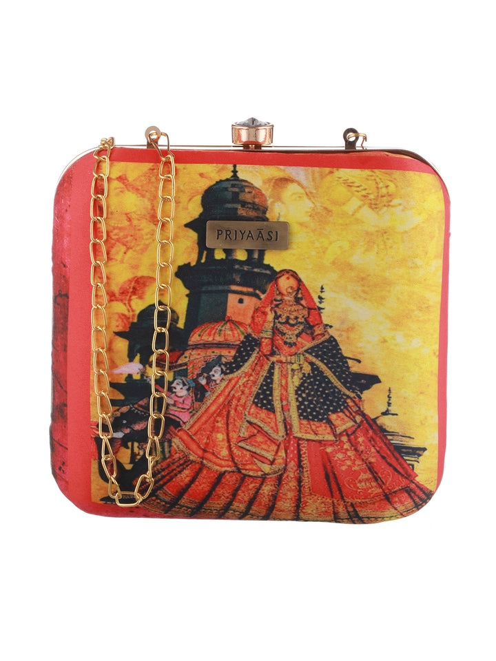 Maharani Multicolor Printed Square Clutch