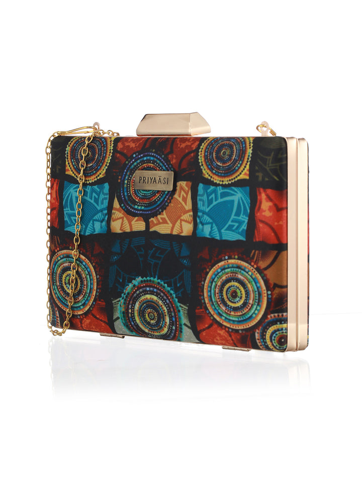 Chakra Charm Multicolor Printed Clutch