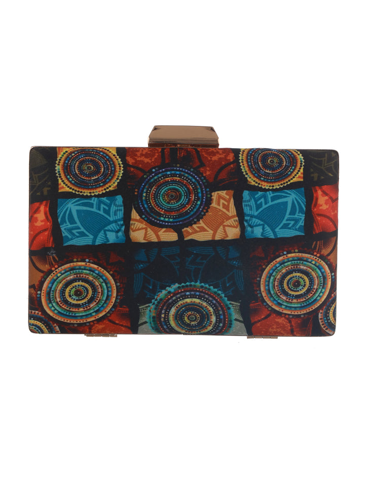 Chakra Charm Multicolor Printed Clutch