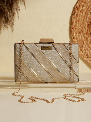 Golden Glow Streaky Shimmer Party Clutch