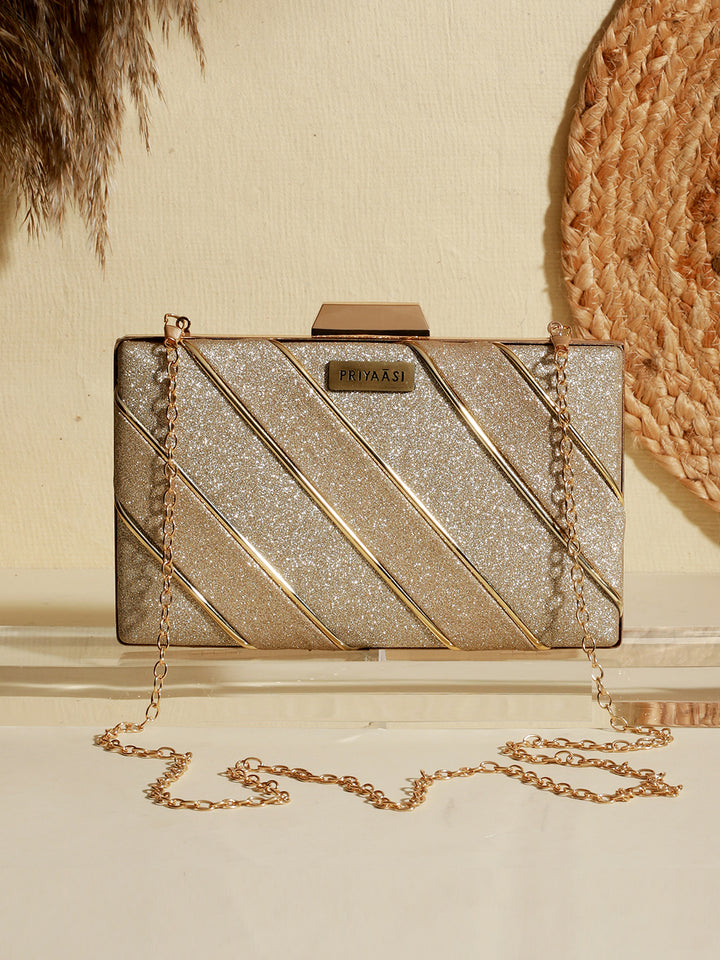 Golden Glow Streaky Shimmer Party Clutch