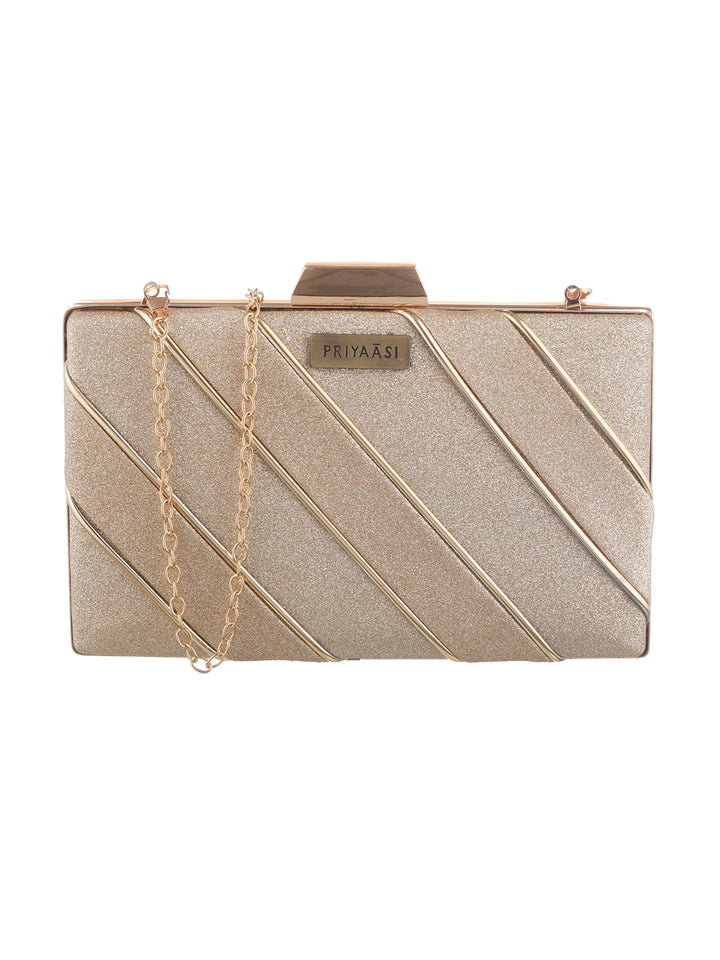 Golden Glow Streaky Shimmer Party Clutch