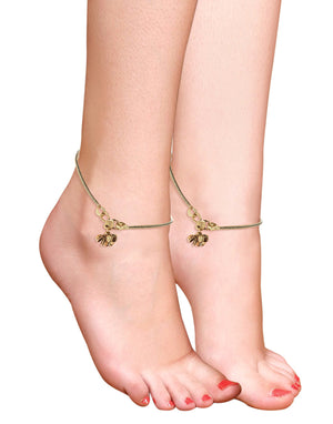 Set of 2 Oxidized Gold-Plated Anklets