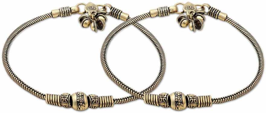 Set of 2 Oxidized Gold-Plated Anklets