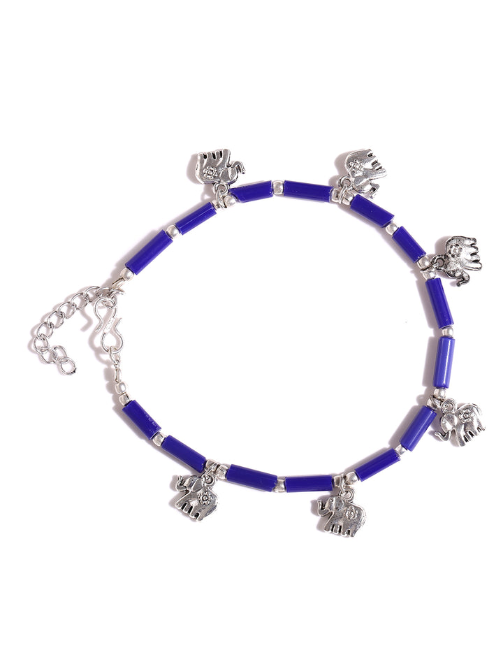 Designer Blue Elephant Set Of 2 Anklet/Payal