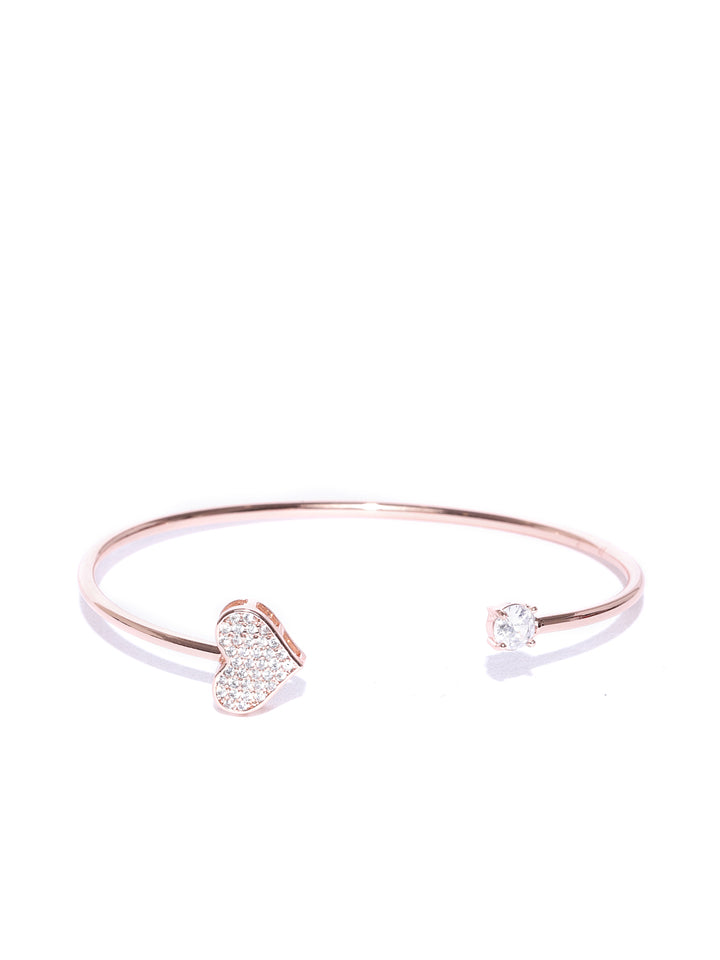Urbane Heart-Rose Gold Tone Cuff Bracelet For Women And Girls