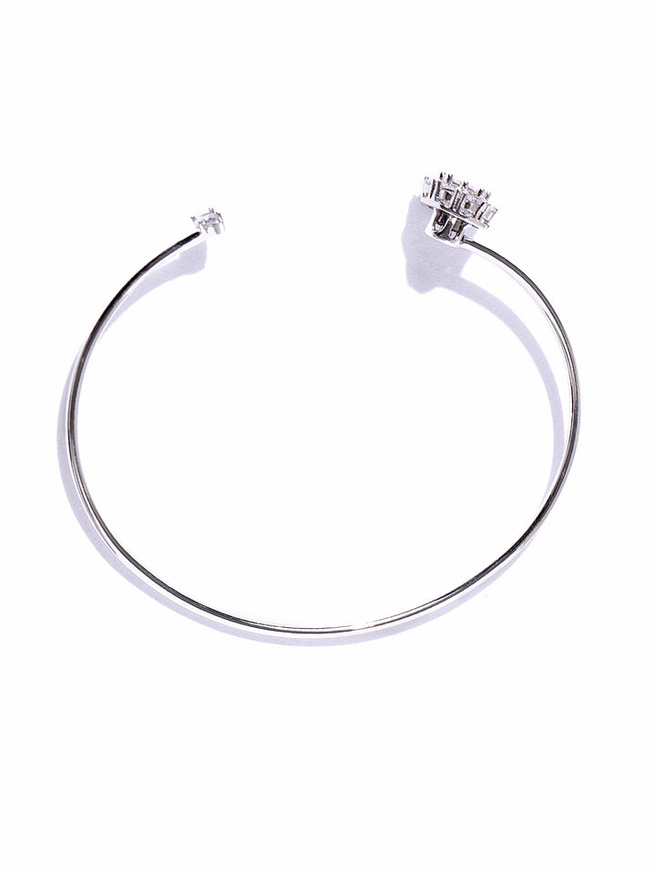 Silver Plated Bracelet Stone Studded Kada Bracelet For Women & Girls