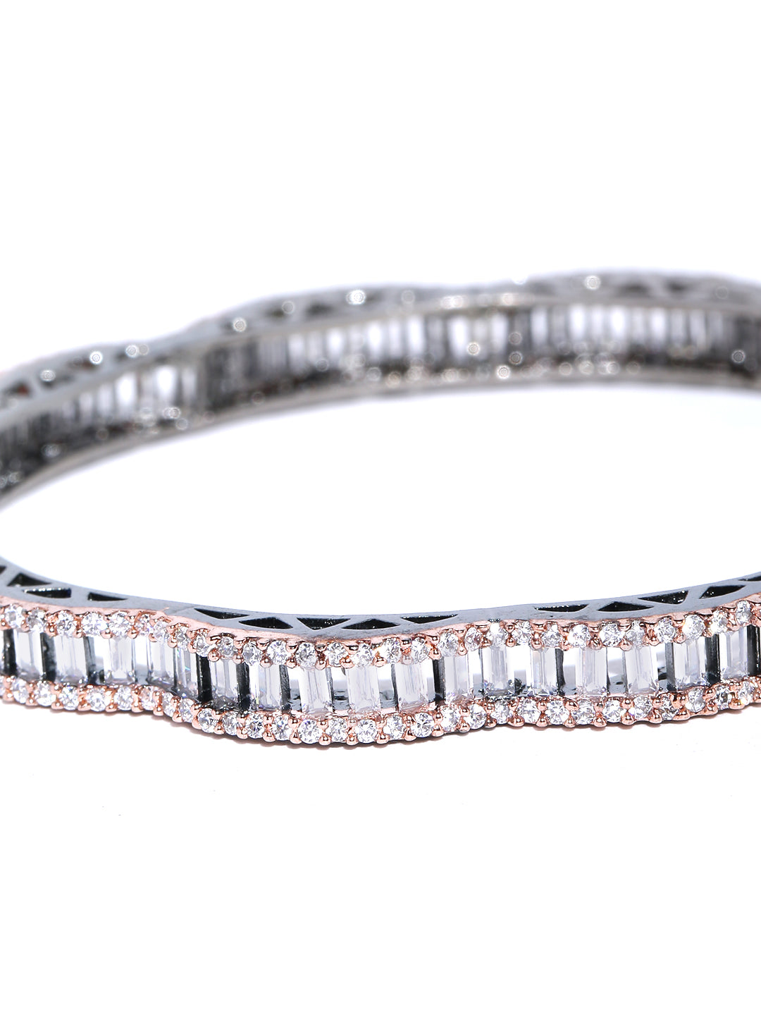 Gunmetal-Plated American Diamond Studded Bracelet
