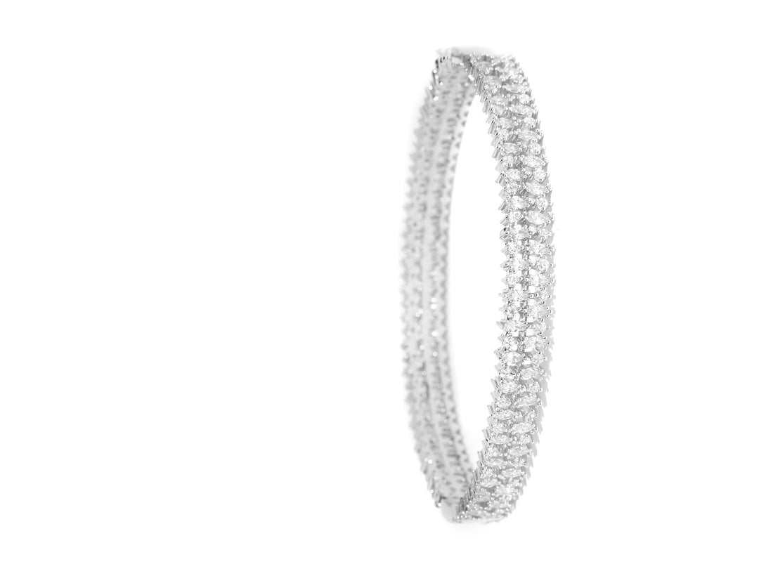 Sleek Charm-Silver-Plated American Diamond Studded Bracelet