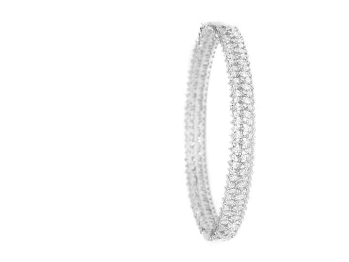 Sleek Charm-Silver-Plated American Diamond Studded Bracelet