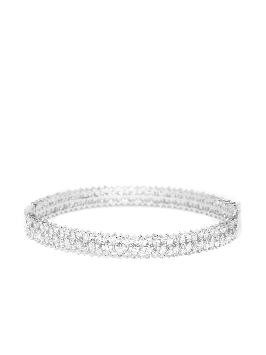 Sleek Charm-Silver-Plated American Diamond Studded Bracelet