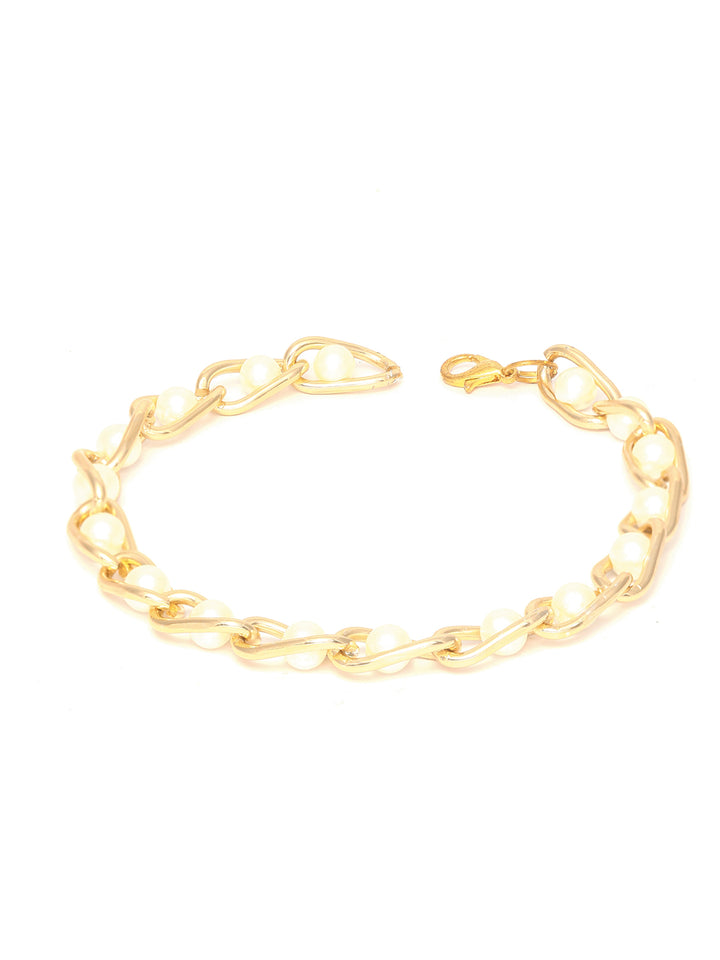 Pearl Gold Plated Linked Bracelet