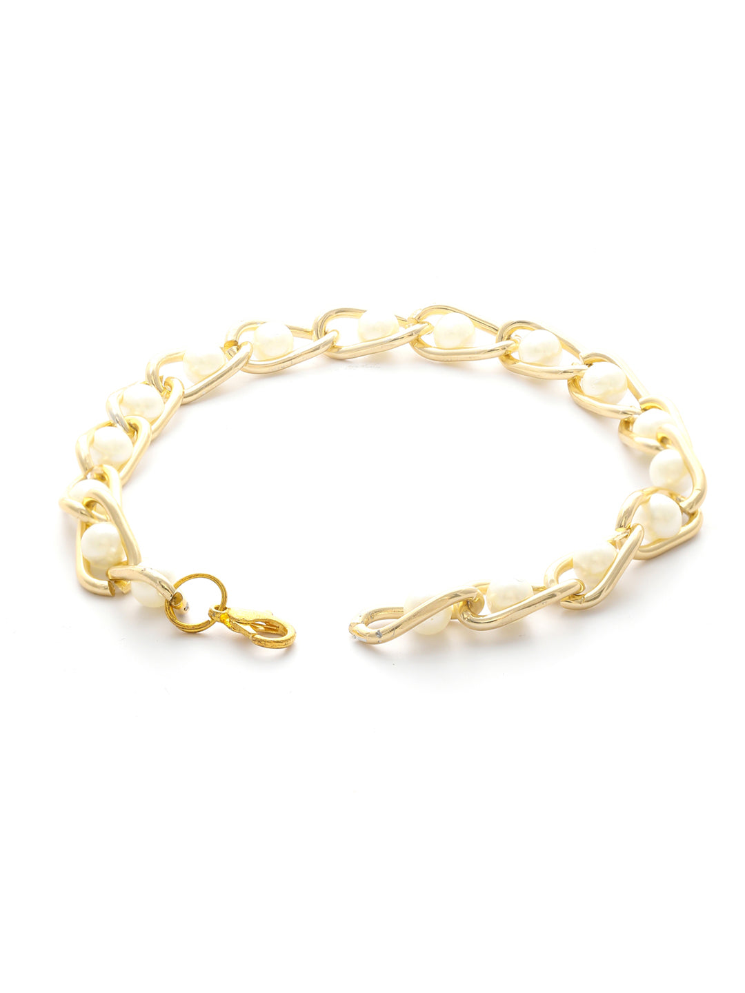 Pearl Gold Plated Linked Bracelet