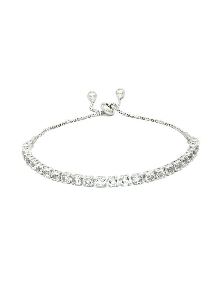 American Diamond Silver Plated Cubic Link Bracelet