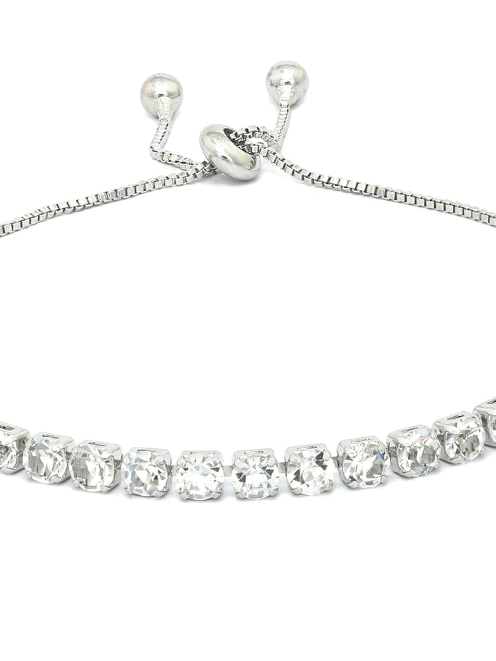 American Diamond Silver Plated Cubic Link Bracelet