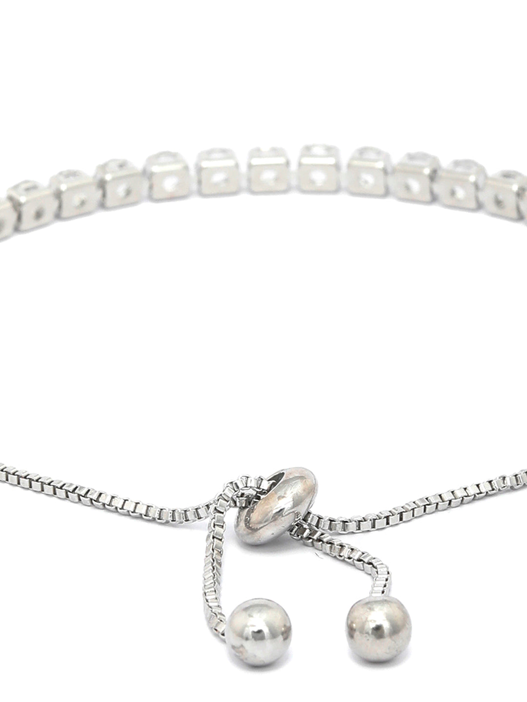 American Diamond Silver Plated Cubic Link Bracelet